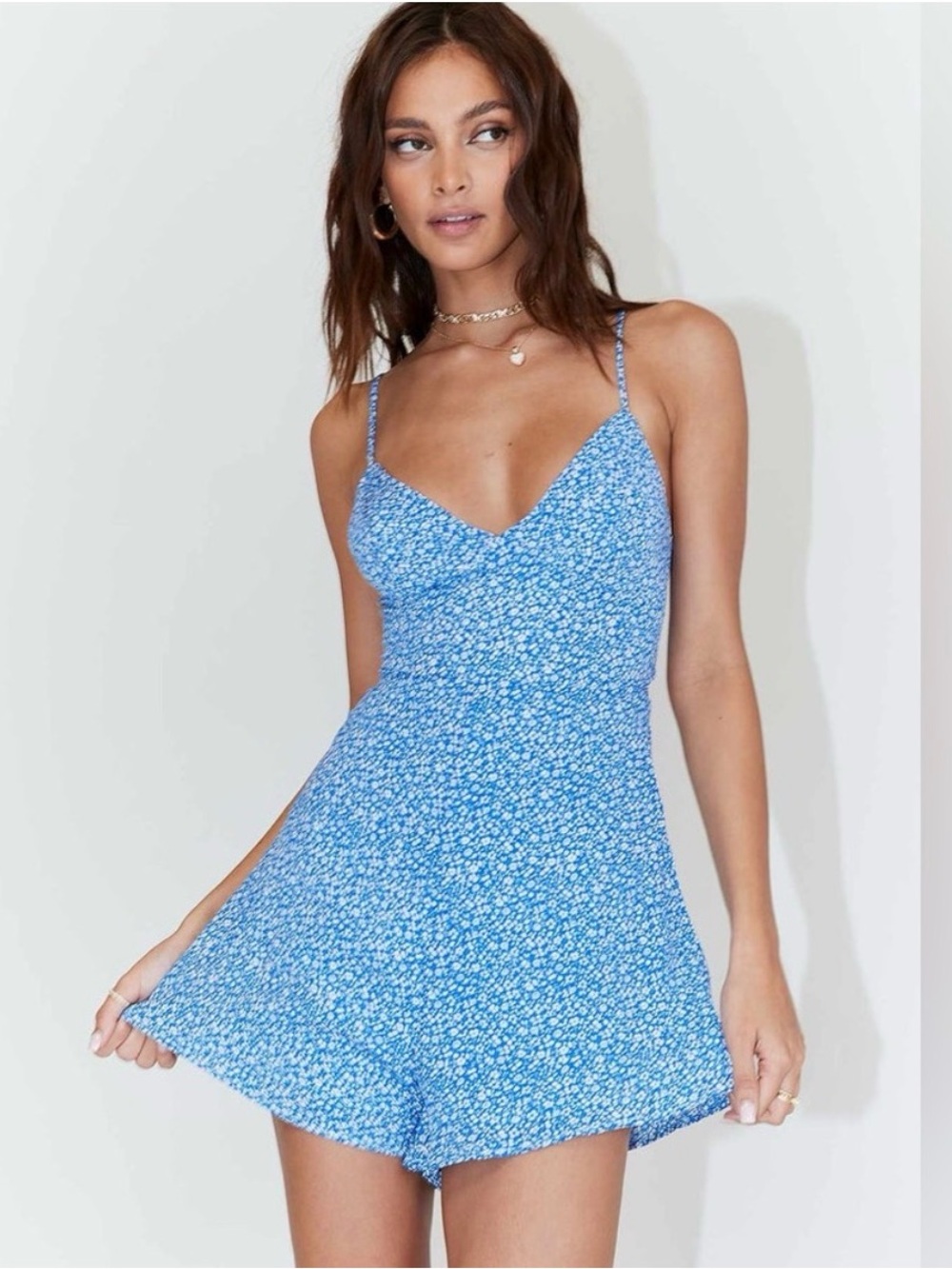 Princess Polly blue floral romper